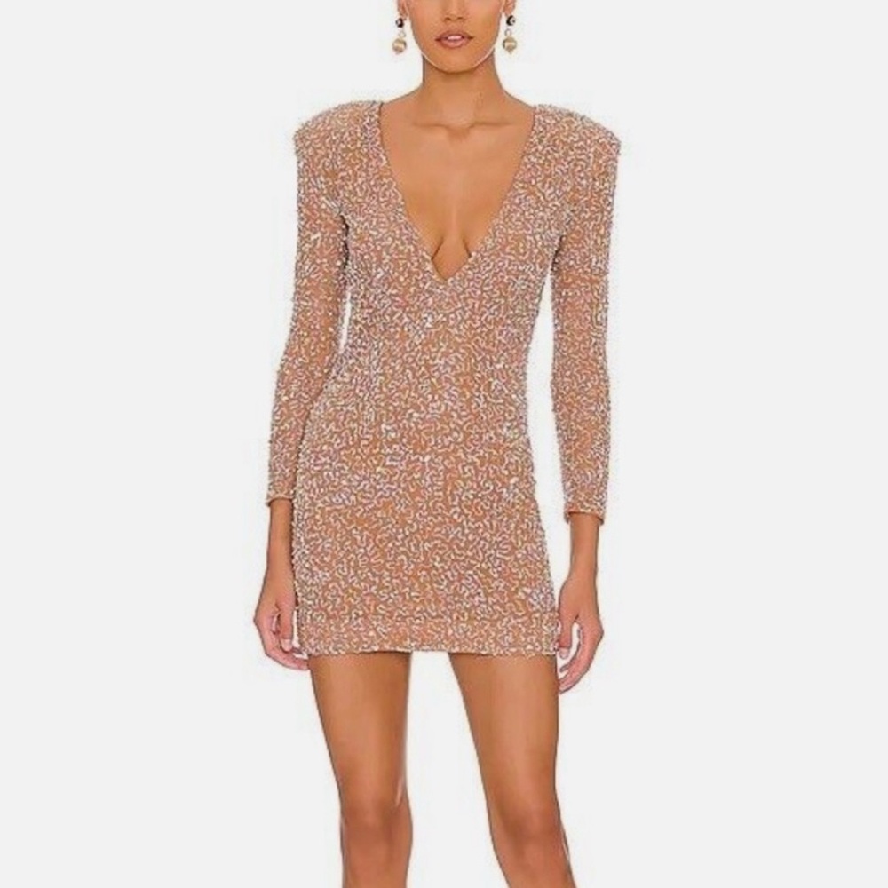 Retrofete Pamela dress Sequin Embellished Tan Dress